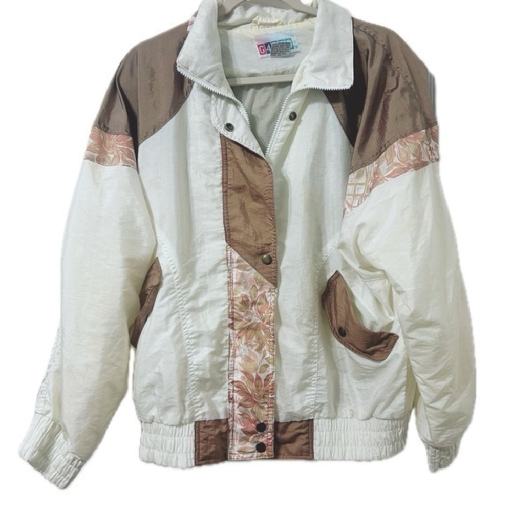 Vintage 90’s Patchwork Color Block Windbreaker in Tan/Cream